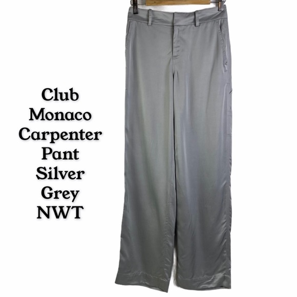Club Monaco Carpenter Pant Silvery Grey NWT SZ 00 - Picture 2 of 11